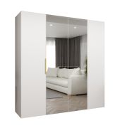 Kleiderschrank mit zwei Fächer Korab 82, Farbe: Weiß, zwei Kleiderstangen, 2 Meter breit, Griffe: Gold, Soft-Close-Funktion, zwei Spiegeltüren, Drehtürenschrank