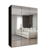 Drehtürenschrank / Kleiderschrank Korab 127, Farbe: Schwarz, 1,5 Meter breit, Soft-Close-Funktion, zwei Fächer, zwei Kleiderstangen, Griffe: Schwarz