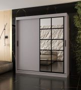 Kleiderschrank / Schiebetürenschrank | Kaschmir | 10 Fächer | 2 Kleiderstangen | hochwertig Verarbeitet | 180 x 62 x 200 cm | dekorative Spiegeltür