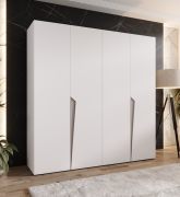 Drehtürenschrank | 4-Türig | Farbe: Weiß | 2 Fächer | Soft-Close-Funktion | 2 Kleiderstangen | Griffe: Kaschmir | Maße: 200 x 52 x 202 cm | Kleiderschrank | ABS-Kanten