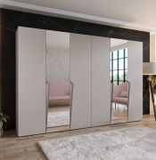 Kleiderschrank / Drehtürenschrank | Farbe: Kaschmir | 2 Spiegeltüren | 4 Fächer | 4 Kleiderstangen | Soft-Close | Griffe: Kaschmir | Maße: 300 x 52 x 202 cm | ABS