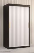 Kleiderschrank mit fünf Fächern Balmenhorn 51, Farbe: Schwarz matt / Weiß matt - Abmessungen: 200 x 100 x 62 cm (H x B x T), mit genügend Stauraum