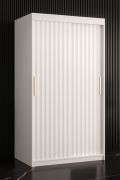Schmaler Kleiderschrank mit schlichten Design Balmenhorn 49, Farbe: Weiß matt - Abmessungen: 200 x 100 x 62 cm (H x B x T), mit fünf Fächern