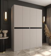 Kleiderschrank | Kaschmir | 8 Drehtüren | 6 Fächer | Soft-Close Funktion | 2 Kleiderstangen | 160 x 52 x 203 cm | hochwertig Verarbeitet | für Schlafzimmer