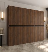 Drehtürenschrank | Farbe: Walnuss Warmia | 12 Drehtüren | 9 Fächer | 3 Kleiderstangen | 270 x 52 x 203 cm | hochwertig Verarbeitet | Soft-Close Funktion | Kleiderschrank