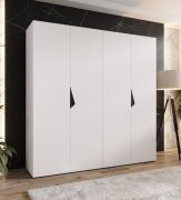 Drehtürenschrank | 2 Meter breit | 2 Kleiderstangen | Farbe: Weiß | Griffe: Schwarz | Maße: 200 x 52 x 202 cm | Kleiderschrank | 2 Fächer | 4 Türen