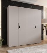 Drehtürenschrank | 2 Meter breit | 2 Kleiderstangen | Farbe: Kaschmir | Griffe: Schwarz | Maße: 200 x 52 x 202 cm | Kleiderschrank | 2 Fächer | 4 Türen