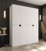 Drehtürenschrank | Weiß | 8 Drehtüren | 6 Fächer | 2 Kleiderstangen | Kleiderschrank | 180 x 52 x 203 cm | hochwertig Verarbeitet | Soft-Close Funktion | grifflose Türen