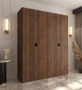 Drehtürenschrank | Farbe: Walnuss Warmia | 8 Drehtüren | 6 Fächer | 2 Kleiderstangen | Kleiderschrank | 180 x 52 x 203 cm | hochwertig Verarbeitet | Soft-Close Funktion | grifflose Türen