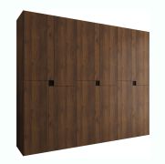 Drehtürenschrank | Farbe: Walnuss Warmia | 12 Drehtüren | 9 Fächer | 3 Kleiderstangen | 270 x 52 x 203 cm | hochwertig Verarbeitet | Soft-Close Funktion | Kleiderschrank | grifflose Türen