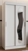 Schiebetürenschrank Lagginhorn 02, Farbe: Weiß, 1 Meter breit, Aluminiumschienen, eine Spiegeltür, Kleiderschrank, fünf Fächer, zwei Kleiderstangen