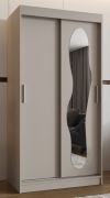 Schiebetürenschrank / Kleiderschrank Lagginhorn 04, Farbe: Kaschmir, 1 Meter breit, zwei Kleiderstangen, fünf Fächer, Aluminiumschienen, eine Spiegeltür