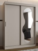 Schiebetürenschrank / Kleiderschrank Lagginhorn 12, Farbe: Kaschmir, 1,5 Meter breit, zwei Kleiderstangen, fünf Fächer, Aluminiumschienen, eine Spiegeltür