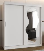 Schiebetürenschrank Lagginhorn 14, Farbe: Weiß, 1,8 Meter breit, Aluminiumschienen, eine Spiegeltür, Kleiderschrank, 10 Fächer, zwei Kleiderstangen