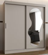 Schiebetürenschrank / Kleiderschrank Lagginhorn 16, Farbe: Kaschmir, 1,8 Meter breit, zwei Kleiderstangen, 10 Fächer, Aluminiumschienen, eine Spiegeltür