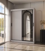 Schiebetürenschrank / Kleiderschrank | Kaschmir | 5 Fächer | 2 Kleiderstangen | 150 x 62 x 200 cm | hochwertig Verarbeitet | Spiegeltür