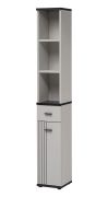 Schrank | 3 offene Fächer | Farbe: Kaschmir / Schwarz | 1 Schublade | Maße: 30 x 32 x 203 cm | 1 Drehtür | Modernes Design | für den Vorraum