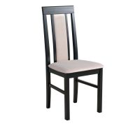 Stuhl Nasran im klassischen Stil, robustes Buchenholz in schwarz, Sitzfläche gepolstert in Hellgrau/Beige, Polster aus T-25 Schaum für hohen Komfort