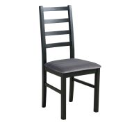 Gepolsterter Stuhl Koknese in schwarz aus Buchenholz, Sitzhöhe 47 cm, lange Lebensdauer, Stoff: Dunkelgrau, Polster aus T-25 Schaum, Massivholz