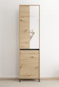 Schrank | 1 ausziehbare Kleiderstange | Farbe: Eiche Artisan | 2 Fächer | Spiegel | Maße: 54,5 x 40 x 205,5 cm | ABS-Kanten | für den Eingangsbereich