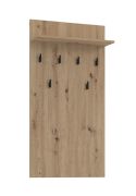 Garderobe | 6 Haken | Farbe: Eiche Artisan | 1 Ablagefläche | Maße: 63 x 19,5 x 115 cm | Haken: Schwarz | für den Eingangsbereich