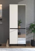Garderobenschrank | 2 Spiegeltüren | Farbe: Kaschmir | 9 Fächer | Maße: 80 x 40 x 205,5 cm | 4 Drehtüren | ABS-Kanten | für den Vorraum
