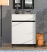 Schuhschrank | 1 Schublade | Farbe: Kaschmir | 2 Drehtüren | ABS-Kanten | 4 Fächer | Maße: 80 x 40 x 109,5 cm | für den Eingangsbereich