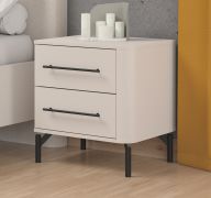 Nachtkommode | 2 Schubladen | Farbe: Kaschmir | Griffe & Beine: Schwarz | ABS-Kanten | Maße: 51,5 x 40 x 56 cm | Nachtkästchen