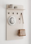 Garderobe | 6 Haken | Farbe: Kaschmir | 1 Ablagefläche | Maße: 63 x 19,5 x 115 cm | Haken: Schwarz | für den Eingangsbereich