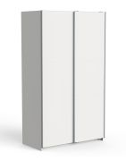 Schiebetürenschrank mit zwei Kleiderstangen Liganga 02, zwei Fächer, aus hochwertigen Materialien, Farbe: Weiß matt, Maße: 203 x 117 x 60 cm