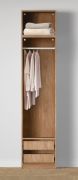 Offener Kleiderschrank | 1 Kleiderstange | Farbe: Eiche Puccini | 2 Schubladen | 1 Fach | modernes Finish | 51,5 x 55 x 234 cm | für Flur oder Ankleidezimmer