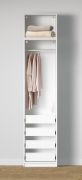 Offener Kleiderschrank | schmal | Farbe: Weiß | 4 Schubladen | 1 Kleiderstange | 51,5 x 55 x 234 cm | 1 Fach | modernes und einfaches Design