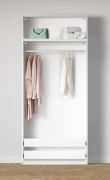 Offener Kleiderschrank | einfaches Design | 2 Innenschubladen | Farbe: Weiß | 1 Fach | 1 Kleiderstange | Maße: 103 x 55 x 234 cm | breit