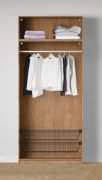 Offener Kleiderschrank | 2 Wäschekörbe | breit | Farbe: Eiche Puccini | 1 Fach | 1 Kleiderstange | modernes Design | Maße: 103 x 55 x 234 cm | für Ankleidezimmer