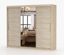 Kleiderschrank / Schiebetürenschrank mit Spiegel | 218 x 250 x 61 cm | Artisan / Eiche | Cevennen 20 | 3 Türen | 12 Fächer | viel Stauraum |Zweifarbig
