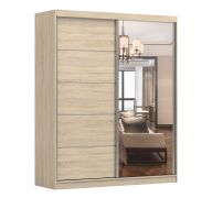 Schiebetürenschrank / Kleiderschrank | mit Spiegel | Eiche | Cuillin 10 | 218 x 183 x 61 cm | 2 Türen | 6 Fächer | hohe Kapazität | Einfarbig
