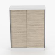 Kleiderschrank / Schiebetürenschrank | Weiß / Eiche | Galtee 04 |160 x 61 x 195 cm | 2 Türen | 6 Fächer | großes Fassungsvermögen