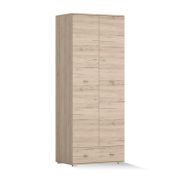 Kleiderschrank / Drehtürenschrank | Eiche | 1 Türe | 202 x 80 x 52 cm | Einfarbig | Holzoptik | 2 Meter hoher Schrank | dezente Griffe, silberfarben