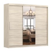Schiebetürenschrank / Kleiderschrank | mit Spiegel | Eiche | Gorski 72 | 218 x 233 x 61 cm | 3 Türen | 12 Fächer | viel Stauraum | Einfarbig