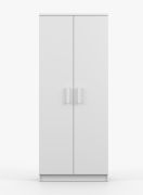 Kleiderschrank  / Drehtürenschrank | Smolikas 73 | Weiß | 2 Türen | 192 x 80 x 50 cm | 1 Kleiderstange | weiße Holzgriffe | 5 Fächer | viel Platz