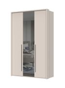 Drehtürenschrank mit drei Türen und Rahmen Neiafu 33, Farbe: Kaschmir, eine Spiegeltür, Soft-Close-Funktion, zwei Kleiderstangen, Maße: 224 x 137 x 56 cm