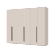 Sechstüriger Kleiderschrank mit genügend Stauraum Neiafu 18, Farbe: Kaschmir, Soft-Close-Funktion, drei Kleiderstangen, Maße: 224 x 272 x 56 cm,