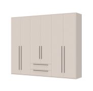 Breiter Kleiderschrank mit sechs Türen Neiafu 22, Farbe: Kaschmir, Maße: 224 x 272 x 56 cm, verstellbare Füße, zwei Schubladen, für Schlafzimmer