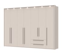 Kleiderschrank / Drehtürenschrank mit sieben Türen Neiafu 82, Farbe: Kaschmir, zwei Schubladen, Soft-Close-Funktion, vier Kleiderstangen, Maße: 226 x 322 x 60 cm