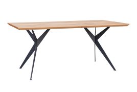 Moderner Esstisch Lunain 01, mit schwarzen Metallbeinen, aus massiven Eichenholz, Maße: 78 x 200 x 100 cm, geölte Oberfläche, Tischplatte 4 cm dick