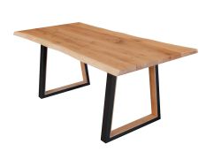 Esszimmertisch Valliere 01, aus massives Eichenholz, robuster Rahmen aus Metall, Maße: 76 x 200 x 100 cm, geölte Oberfläche, Tischplatte 4 cm dick