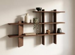 Regal | Farbe: Tabacco | Massivholz | Eichenholz geölt | 140 x 25 x 86 cm | 3 Fächer | Stilvoll | Funktional | für Wohnzimmer