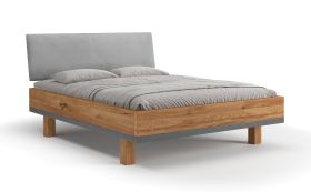 Einzelbett / Gästebett | Massivholz | Eichenholz geölt | weichen gepolsterten Kopfteil | 200 x 200 cm | Minimalistisch | Modern