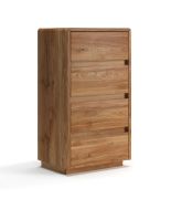 Kommode | Massivholz | Eichenholz geölt | Push-to-open Funktion | 4 Schubladen | Soft-Close Funktion | 54 x 40 x 99 cm | Stilvoll und Modern