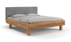 Einzelbett / Gästebett | Massivholz | Eichenholz geölt | bequeme Rückenlehne | 140 x 200 cm | Minimalistisch | hochwertige natürliche Materialien